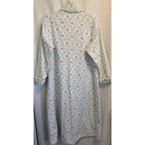 LANZ OF SALZBURG | Women’s Flannel Nightgown Floral Button 100% Cotton- Large - Picture 2 of 7